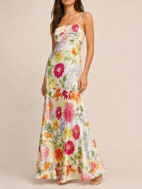 reformation dorcas silk dress Reformation Dorcas Silk Maxi Dress - Yellow